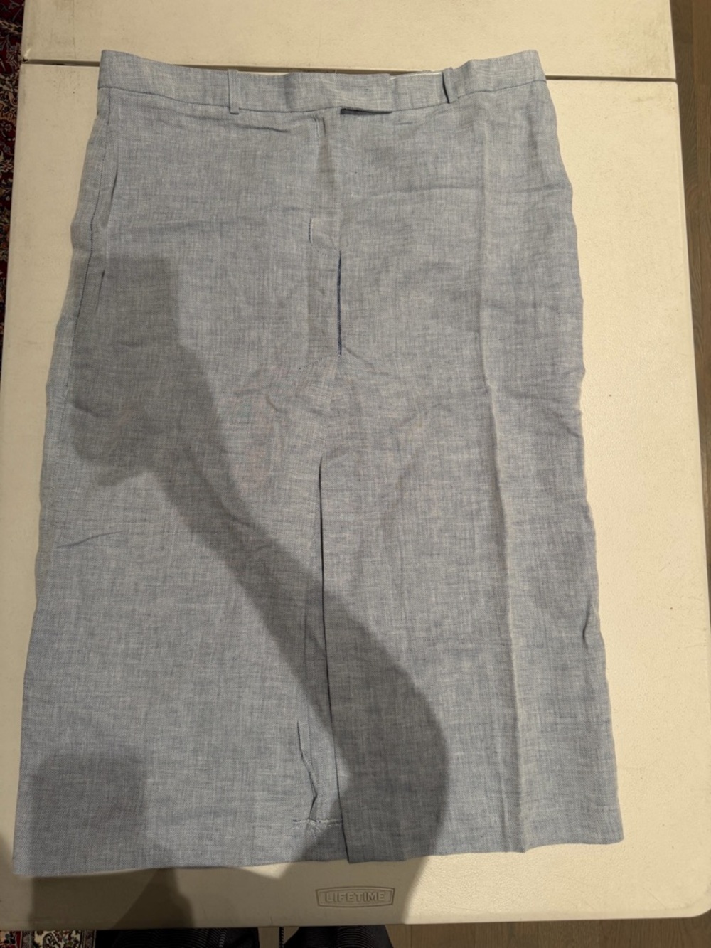 Mango women’s linen blend light blue skirt with front slit